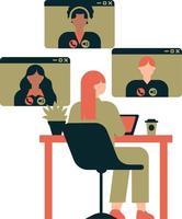 Video conference, online meeting. Vector illustration in a flat style.