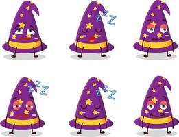 Cartoon character of wizard hat with sleepy expression vector