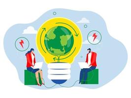 Energy saving light bulb,ESG,Employee use green energy, Green electricity and power save concept.Sustainability   illustration vector. vector