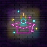 Investment for education neon icon. Education neon icon on dark brick wall background. vector