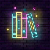 Folder neon icon. Education neon icon on dark brick wall background. vector