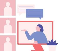 Video conference, online meeting. Vector illustration in a flat style.