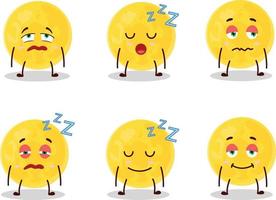 Cartoon character of yellow moon with sleepy expression vector