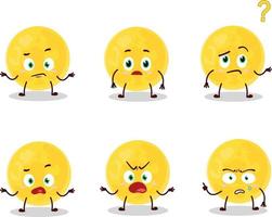 Cartoon character of yellow moon with what expression vector