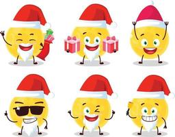 Papa Noel claus emoticones con amarillo Luna dibujos animados personaje vector