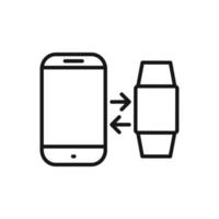 Editable Icon of Smartphone Smartwatch Connection, Vector illustration isolated on white background. using for Presentation, website or mobile app