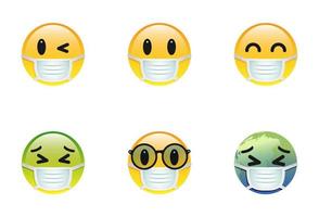 Set of emoticon with face mask vector template. Eps 10