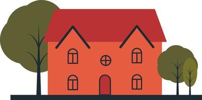 vector clásico casa con arboles alrededor eps 10 vector poblado sitio dónde personas de rojo color En Vivo eps 10