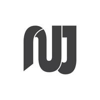 letter nj simple geometric logo vector