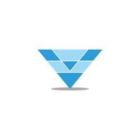 letter v blue mosaic geometric logo vector