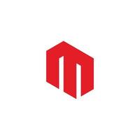 letter mn 3d flat geometric logo vector