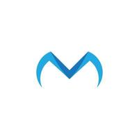 letter m blue shadow flat simple logo vector
