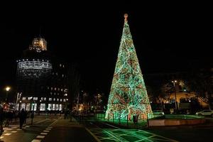 original Christmas illumination at night in the spanish city of Zaragoza photo