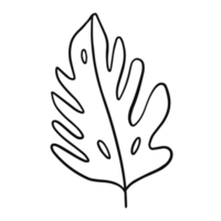 Outline style black color leaf png