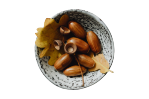 Brown nuts in a bowl isolated on a transparent background png