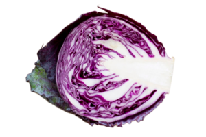 Half red cabbage isolated on a transparent background png