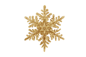 Gold snowflake isolated on a transparent background png