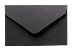 Black envelope isolated on a transparent background png