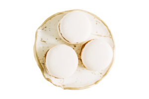 White plate with macarons dessert isolated on a transparent background png