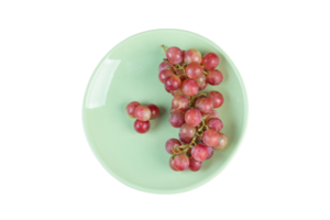 Green plate with grapes isolated on a transparent background png