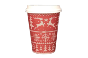 Red christmas coffee glass isolated on a transparent background png