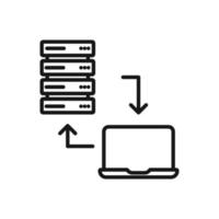 Editable Icon of Cloud Computing Server Share data to laptop, Vector illustration isolated on white background. using for Presentation, website or mobile app