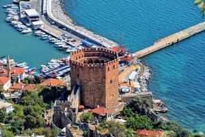 summer view of the city and the sea from the hill in Alanya, Turkey on a warm sunny day photo