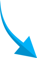 Hand drawn blue curved arrow shape in doodle style png