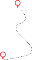 route icône entre deux points avec à pois chemin et emplacement épingle png