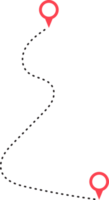 route icône entre deux points avec à pois chemin et emplacement épingle png