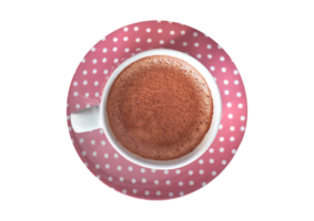Pink plate and cup with chocolate isolated on a transparent background png