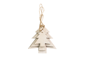 Beige wooden christmas trees decor isolated on a transparent background png