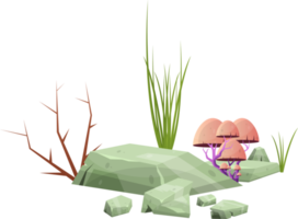 Desert rock with plants png