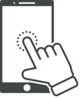 Hand cursor click on the smartphone icon png