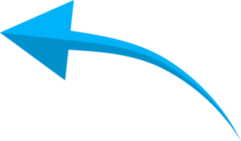 Hand drawn blue curved arrow shape in doodle style png