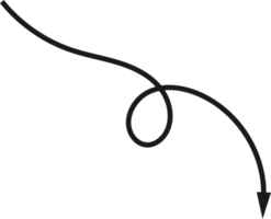 Hand drawn curved arrow shape. Arrow line png