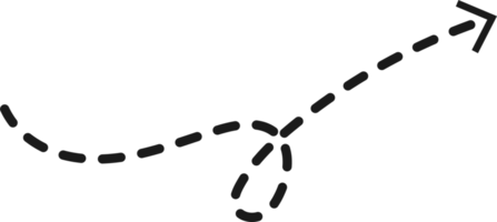 mão desenhado pontilhado seta forma png