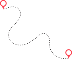 route icône entre deux points avec à pois chemin et emplacement épingle png