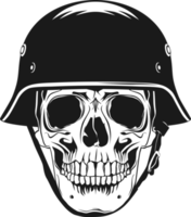 Front view of a human skull with a helmet on. png