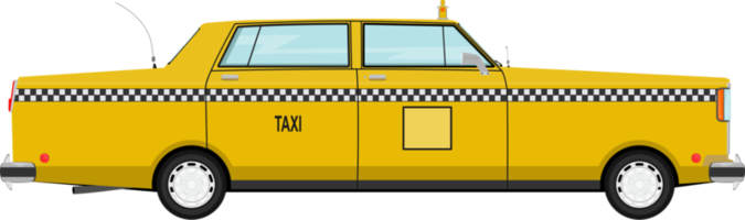 Cartoon yellow taxi. png