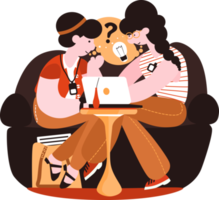 Mentoring concept. Two women sitting on a sofa and solving a problem. png