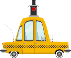 Cartoon taxi. Side view. png