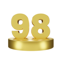 número 98 en el dorado podio png