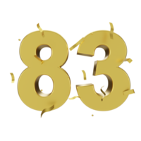 gold 83 number with confetti png