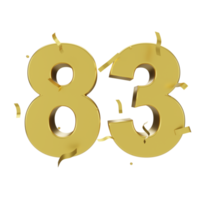 Gold 83 Nummer mit Konfetti png