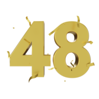 Gold 48 Nummer mit Konfetti png