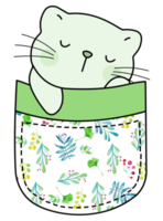 Cute cat in a colorful pocket png