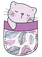 Cute cat in a colorful pocket png