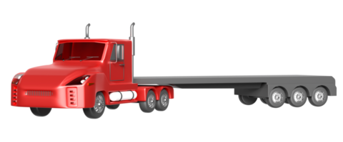 rood trekker en aanhangwagen of semi vrachtwagen. 3d illustratie of 3d geven png