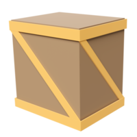 3d wooden crate isolated. 3d illustration render png